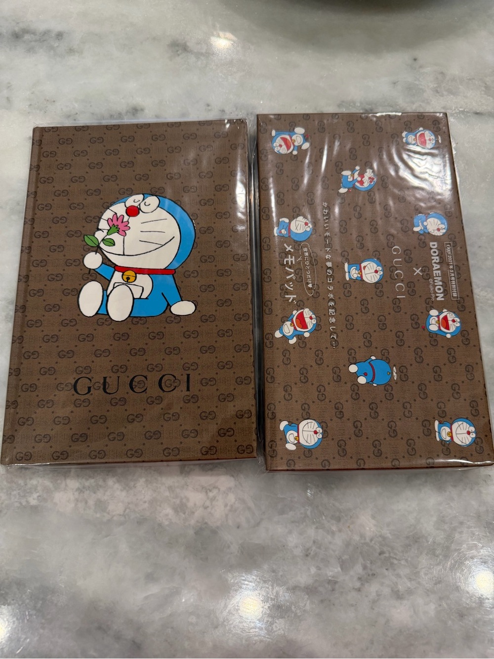 Gucci Brown GG Doraemon Notebook and Sticky Note Pad